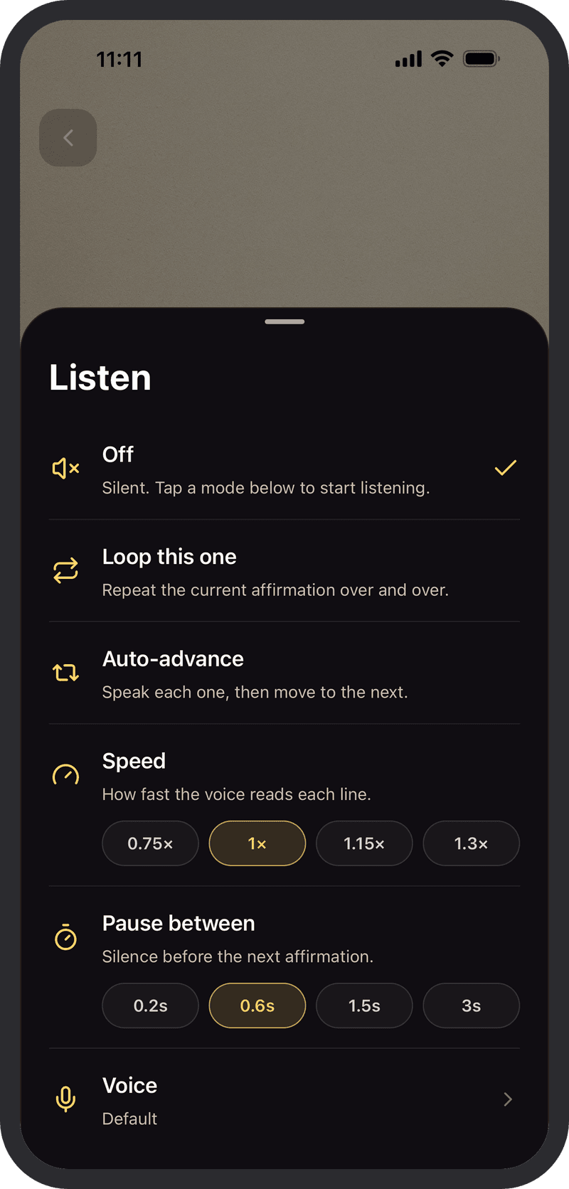 Listen to affirmations, hands-free