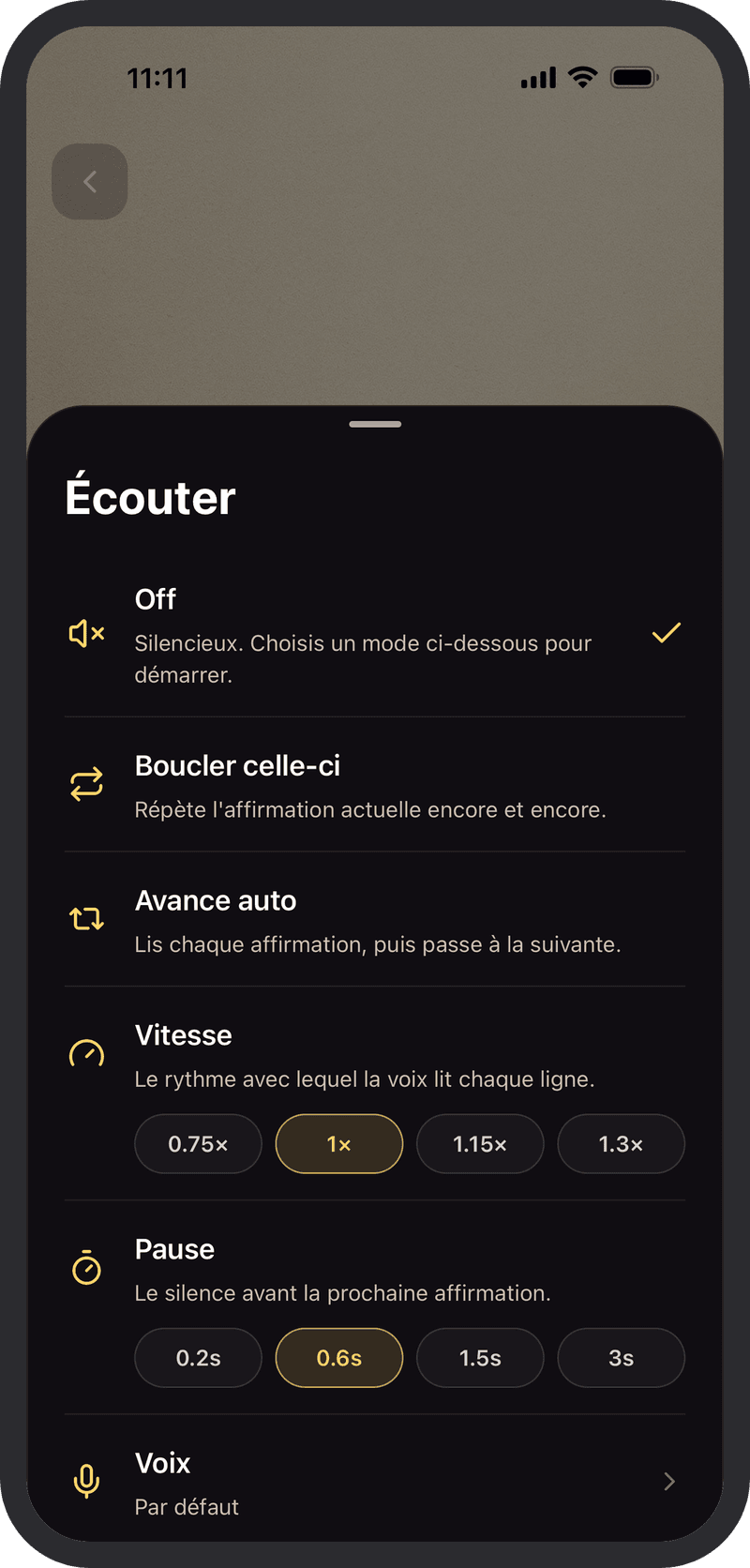 Écoute tes affirmations, sans les mains