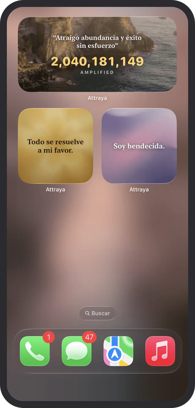 Widgets de afirmaciones para inicio y pantalla de bloqueo